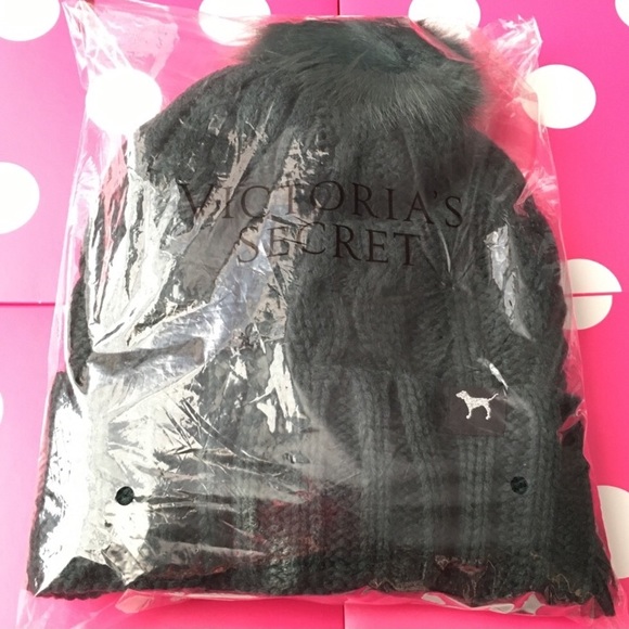 PINK VS Cable Knit Sherpa Lined Beanie New With Tag main image 5
